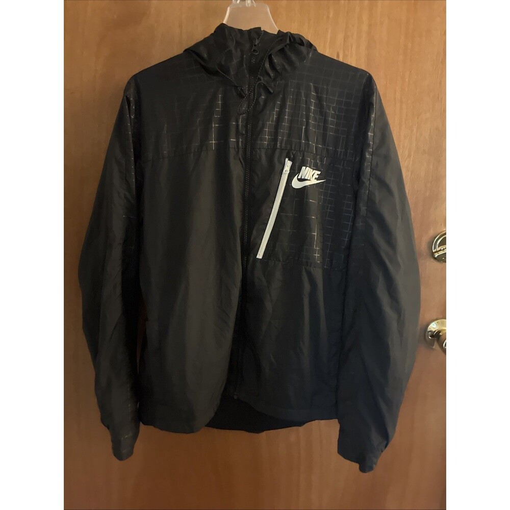 Nike Air Jacket Windbreaker Black Zip Up Woven Tech Utility Hoodie Mesh Lined M - Picture 2 of 16